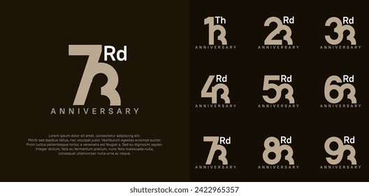 diseño vectorial de logotipo de aniversario conjunto de color marrón se puede usar para el día de celebración