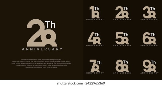 anniversary logotype vector design set brown color can be use for celebration day