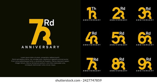 anniversary logotype vector design set yellow color can be use for celebration day