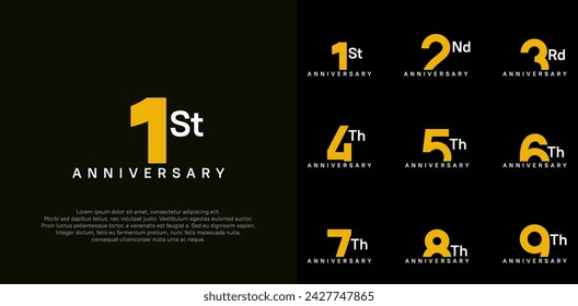 anniversary logotype vector design set yellow color can be use for celebration day