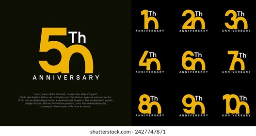anniversary logotype vector design set yellow color can be use for celebration day