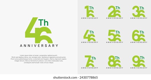anniversary logotype vector design set green color can be use for celebration day