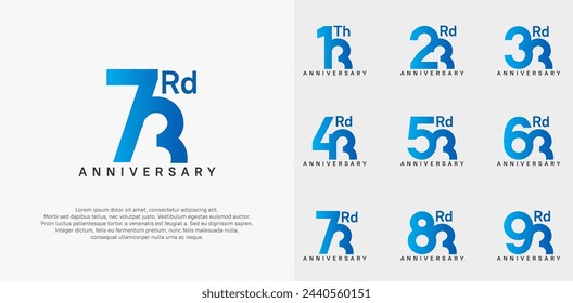 anniversary logotype vector design set blue color can be use for celebration day