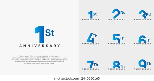 anniversary logotype vector design set blue color can be use for celebration day