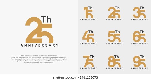 anniversary logotype vector design set brown color can be use for celebration day