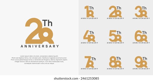 anniversary logotype vector design set brown color can be use for celebration day