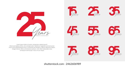 anniversary logotype vector design set with handwriting, red color can be use for special day