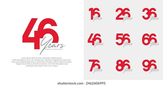 anniversary logotype vector design set with handwriting, red color can be use for special day