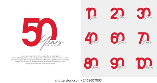 anniversary logotype vector design set with handwriting, red color can be use for special day
