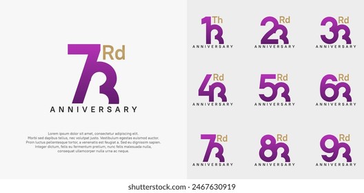 anniversary logotype vector design set purple and gold color can be use for celebration day