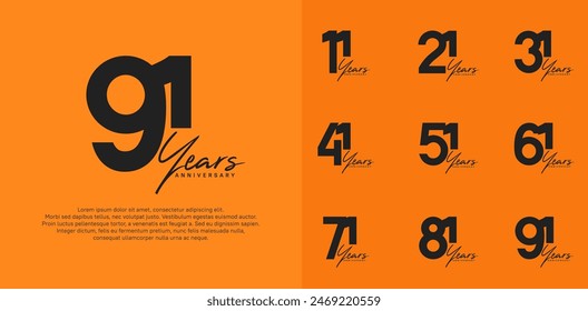 conjunto de diseño de Vector de logotipo de aniversario con escritura a mano, color negro se puede utilizar para un día especial