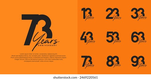 conjunto de diseño de Vector de logotipo de aniversario con escritura a mano, color negro se puede utilizar para un día especial