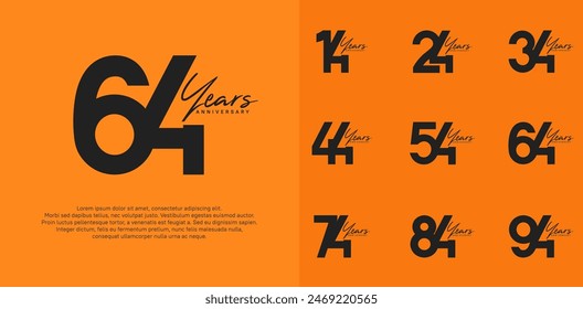 conjunto de diseño de Vector de logotipo de aniversario con escritura a mano, color negro se puede utilizar para un día especial