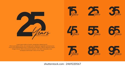 conjunto de diseño de Vector de logotipo de aniversario con escritura a mano, color negro se puede utilizar para un día especial