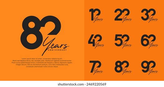 conjunto de diseño de Vector de logotipo de aniversario con escritura a mano, color negro se puede utilizar para un día especial