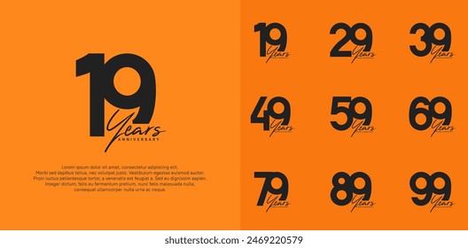 conjunto de diseño de Vector de logotipo de aniversario con escritura a mano, color negro se puede utilizar para un día especial