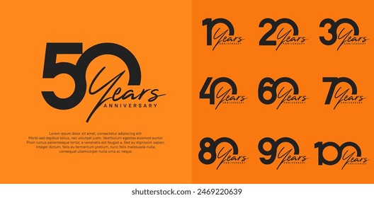 conjunto de diseño de Vector de logotipo de aniversario con escritura a mano, color negro se puede utilizar para un día especial