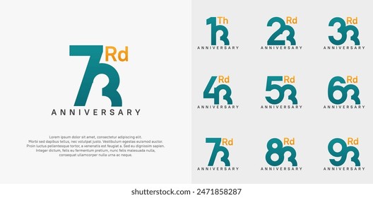 anniversary logotype vector design set blue and orange color can be use for celebration day