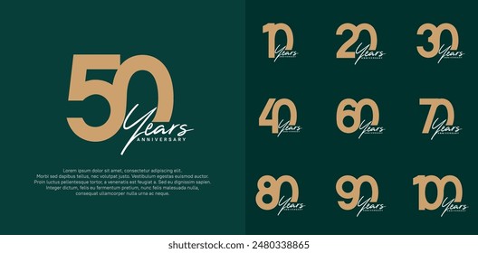 el diseño del Vector del logotipo del aniversario con la escritura blanca, color marrón se puede utilizar para el día especial