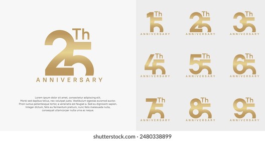 anniversary logotype vector design set gold color can be use for celebration day