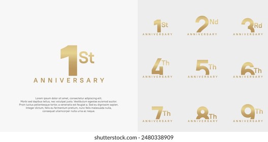 anniversary logotype vector design set gold color can be use for celebration day