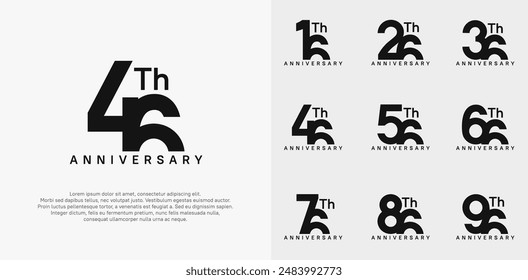 anniversary logotype vector design set black color can be use for celebration day