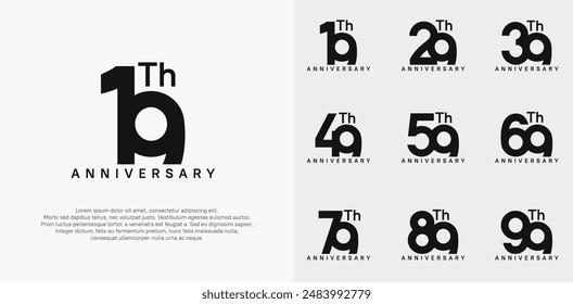 anniversary logotype vector design set black color can be use for celebration day