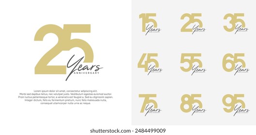 anniversary logotype vector design set with black handwriting, brown color can be use for special day