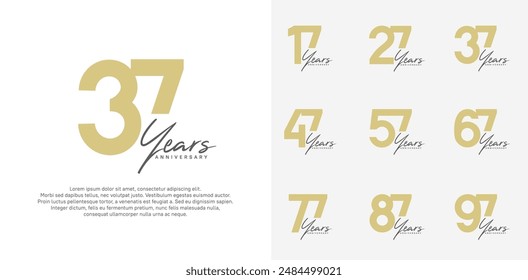 anniversary logotype vector design set with black handwriting, brown color can be use for special day