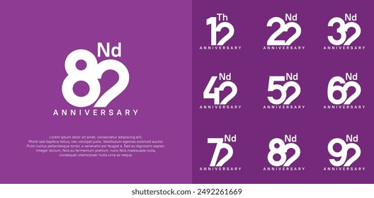 el color blanco del conjunto del diseño del Vector del logotipo del aniversario se puede utilizar para el día de la celebración