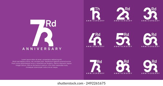 el color blanco del conjunto del diseño del Vector del logotipo del aniversario se puede utilizar para el día de la celebración