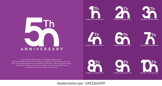 el color blanco del conjunto del diseño del Vector del logotipo del aniversario se puede utilizar para el día de la celebración