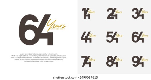 anniversary logotype vector design set with brown handwriting, black color can be use for special day