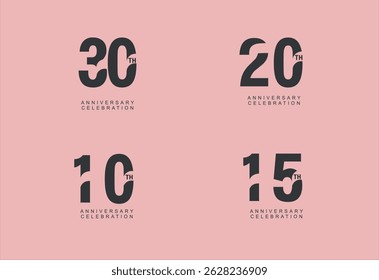 anniversary logotype vector design set with black handwriting, brown color can be use for special day 30 20 10 15 th, Anniversary images
