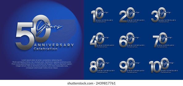 diseño vectorial de logotipo de aniversario con color plateado se puede utilizar para la celebración de momentos especiales
