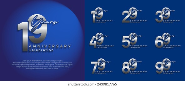 diseño vectorial de logotipo de aniversario con color plateado se puede utilizar para la celebración de momentos especiales