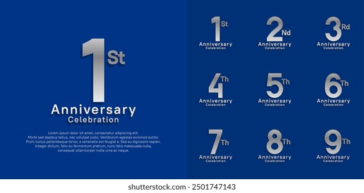 anniversary logotype vector design with silver color for celebration moment