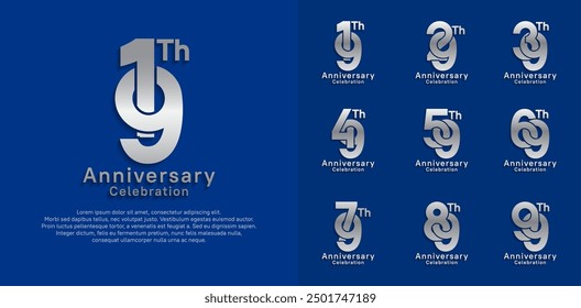 Diseño de Vector de logotipo de aniversario con color plateado para el momento de celebración