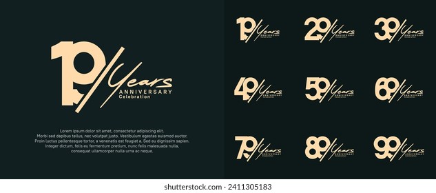 anniversary logotype vector design with slash and handwriting brown color for special day
