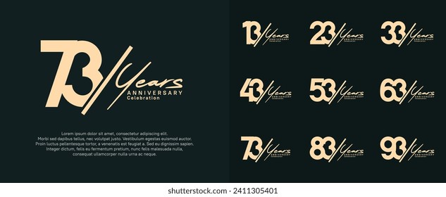 anniversary logotype vector design with slash and handwriting brown color for special day