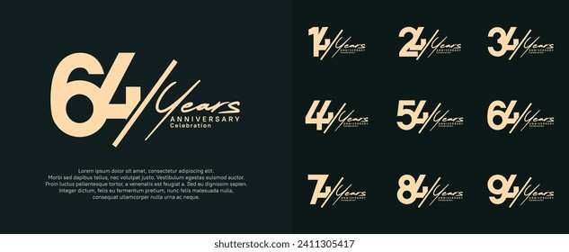 anniversary logotype vector design with slash and handwriting brown color for special day