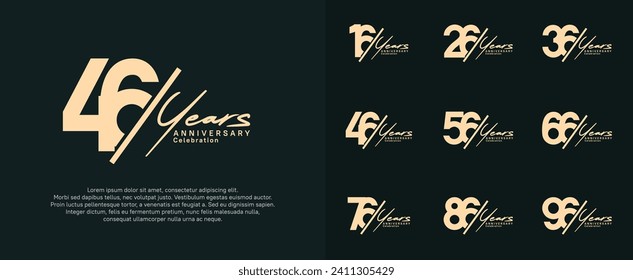 anniversary logotype vector design with slash and handwriting brown color for special day