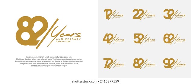 anniversary logotype vector design with slash and handwriting brown color for special day