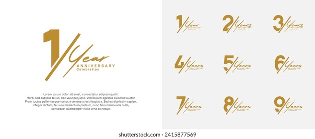 anniversary logotype vector design with slash and handwriting brown color for special day