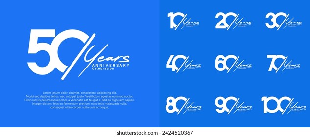 anniversary logotype vector design with slash and handwriting silver color for special day
