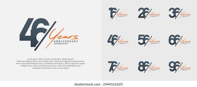 anniversary logotype vector design with slash and orange handwriting black color for special day