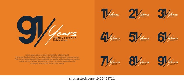 anniversary logotype vector design with slash and white handwriting black color for special day
