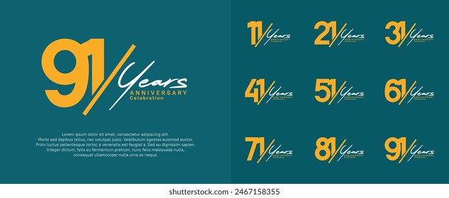 anniversary logotype vector design with slash and white handwriting orange color for special day