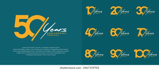 anniversary logotype vector design with slash and white handwriting orange color for special day