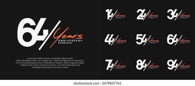 diseño de Vector de logotipo de aniversario con barra oblicua y naranja escritura a mano color blanco para un día especial